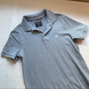 A&F Mens Dusty Blue Short-Sleeve Polo XS